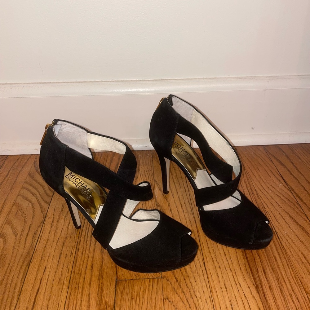 Michael Kors black suede heels